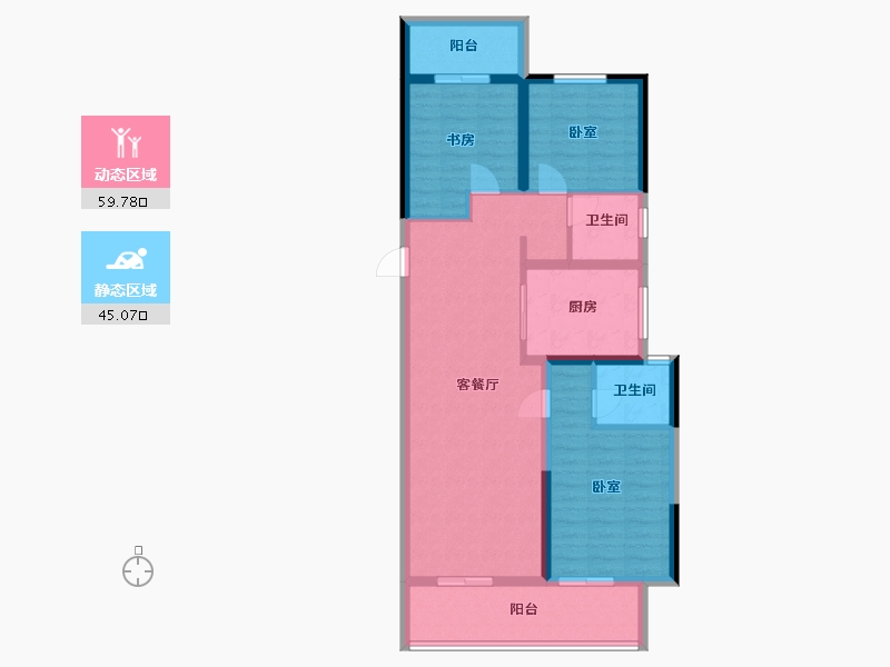 河南省-郑州市-常绿东风宸苑-93.71-户型库-动静分区