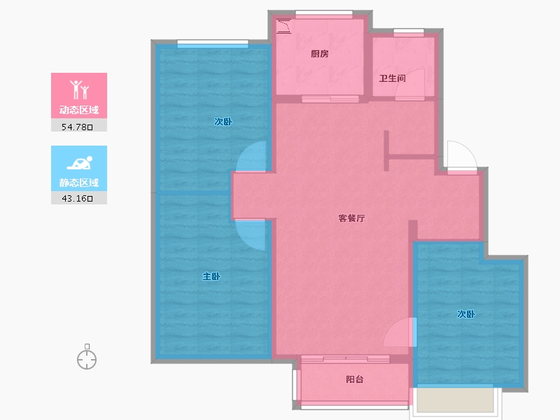 山东省-济南市-万科龙湖城市之光云玺-88.00-户型库-动静分区