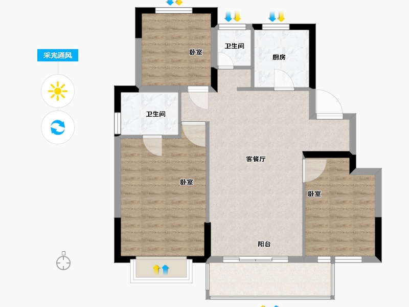 浙江省-绍兴市-海湾新城-88.01-户型库-采光通风