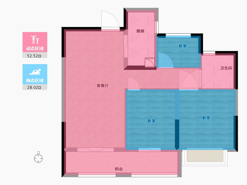 浙江省-绍兴市-海湾新城-72.00-户型库-动静分区