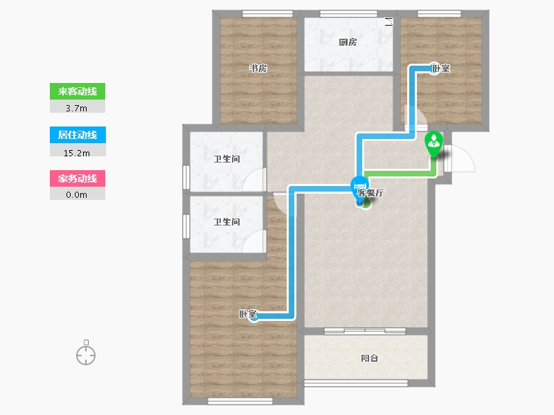 新疆维吾尔自治区-乌鲁木齐市-中泰雅居二期-95.25-户型库-动静线