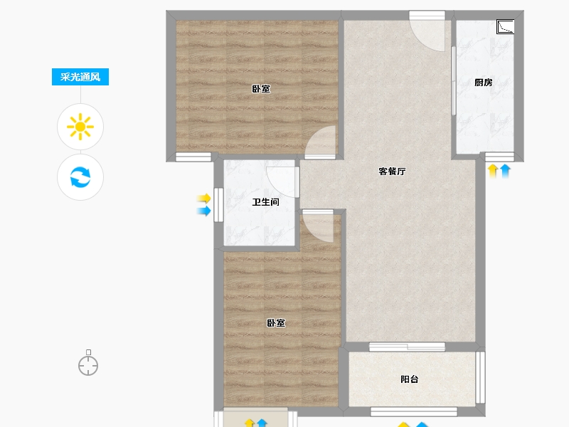 河南省-郑州市-香江龙湾-69.29-户型库-采光通风