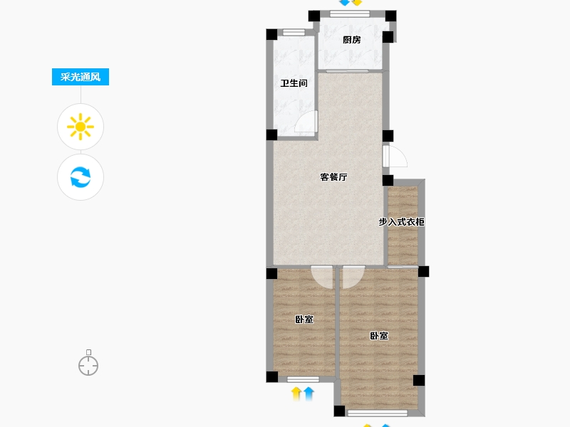 山东省-烟台市-北方月光怡景三期-71.65-户型库-采光通风