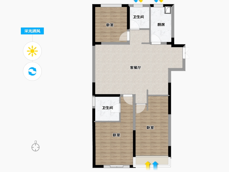 河南省-郑州市-星联·岚溪府-103.00-户型库-采光通风