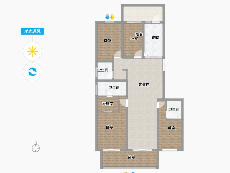 河南省-郑州市-名门翠园-138.40-户型库-采光通风