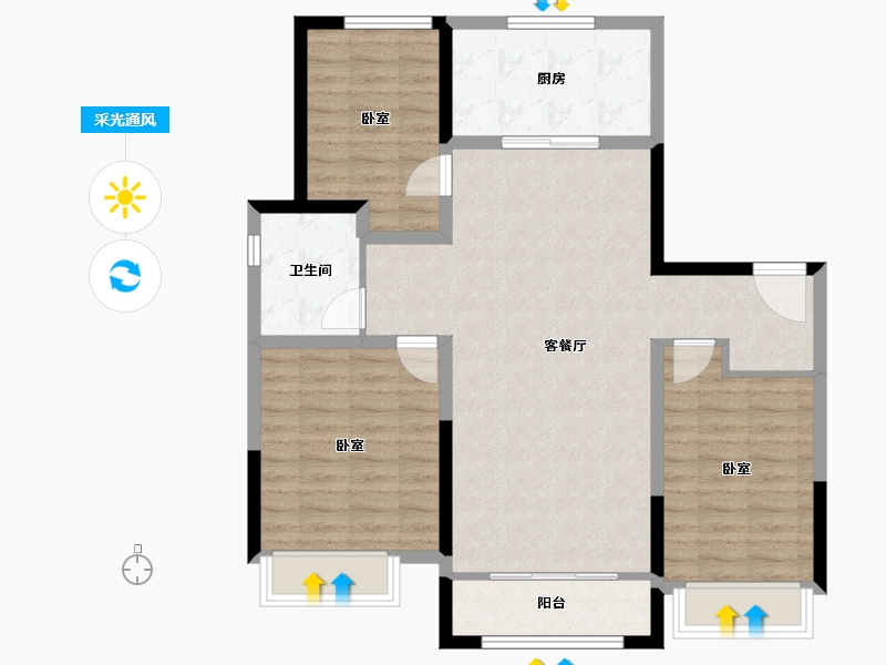 山东省-济南市-济南中麓府-91.99-户型库-采光通风