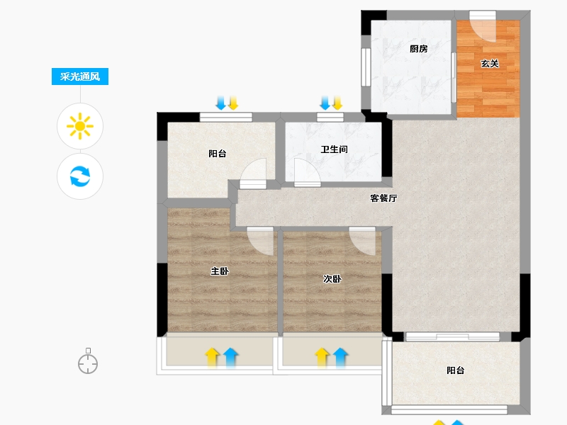 安徽省-滁州市-碧桂园欧洲城玖禧澜湾-60.00-户型库-采光通风