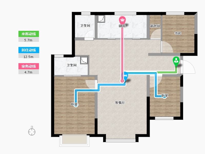 新疆维吾尔自治区-乌鲁木齐市-万科·都会传奇三期-103.17-户型库-动静线