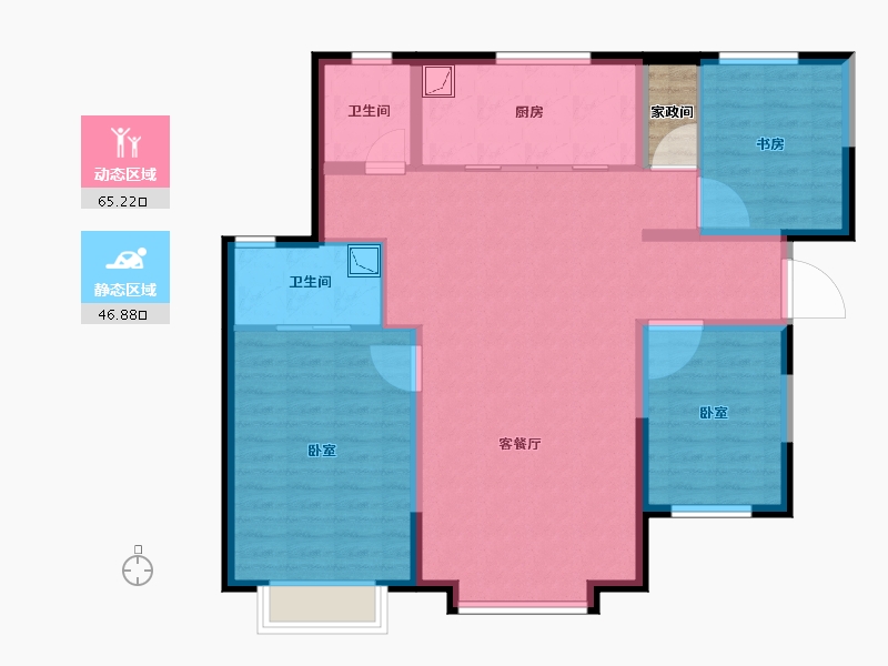 新疆维吾尔自治区-乌鲁木齐市-万科·都会传奇三期-103.17-户型库-动静分区