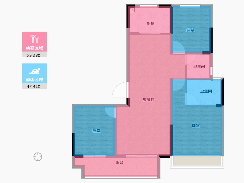 河南省-洛阳市-港龙雍河尚院-96.00-户型库-动静分区