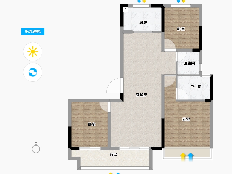 河南省-洛阳市-港龙雍河尚院-96.00-户型库-采光通风