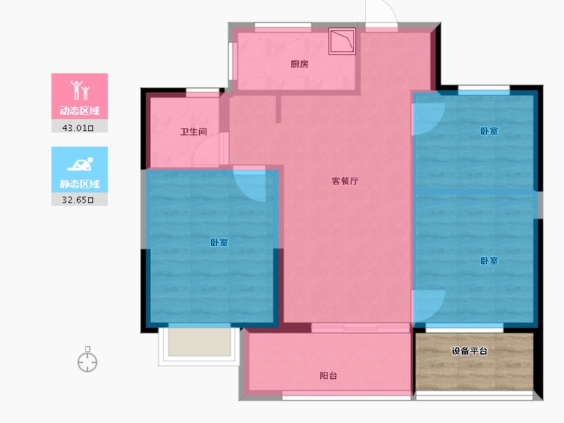 浙江省-绍兴市-海湾新城-72.00-户型库-动静分区