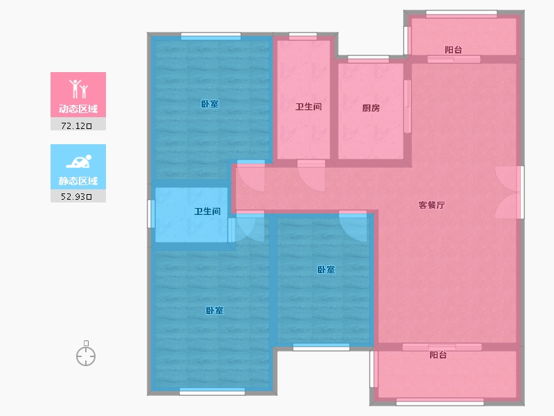 河南省-洛阳市-宜阳建业森林半岛-111.60-户型库-动静分区