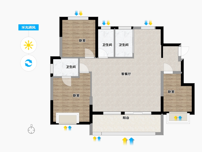 浙江省-绍兴市-海湾新城-100.00-户型库-采光通风