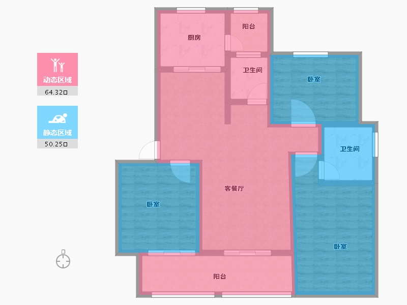 河南省-新乡市-靖业格林小镇-102.00-户型库-动静分区