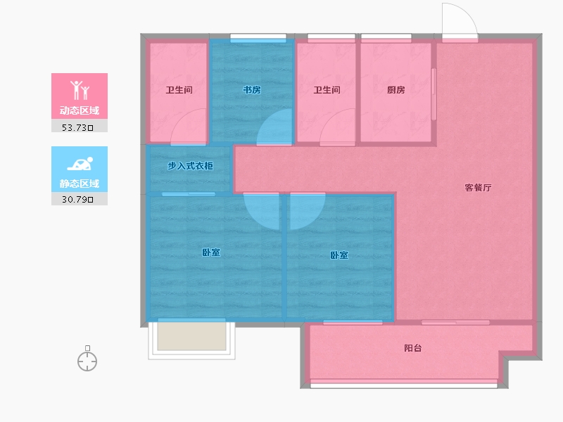 浙江省-嘉兴市-梅里印象-76.81-户型库-动静分区