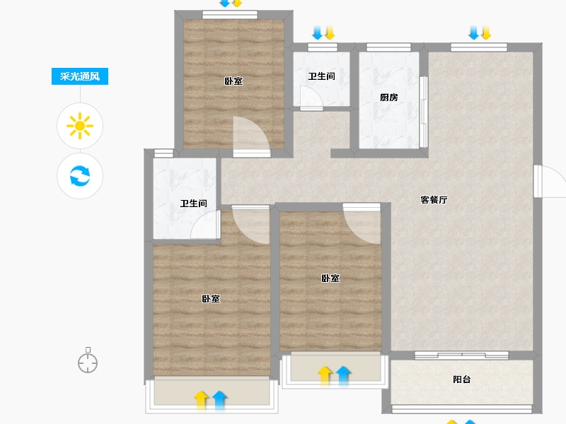 河南省-安阳市-丛台金悦湾-96.00-户型库-采光通风