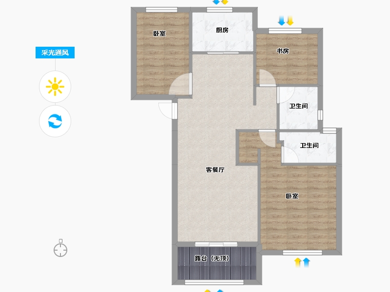 浙江省-绍兴市-龙山和枫雅园-86.78-户型库-采光通风