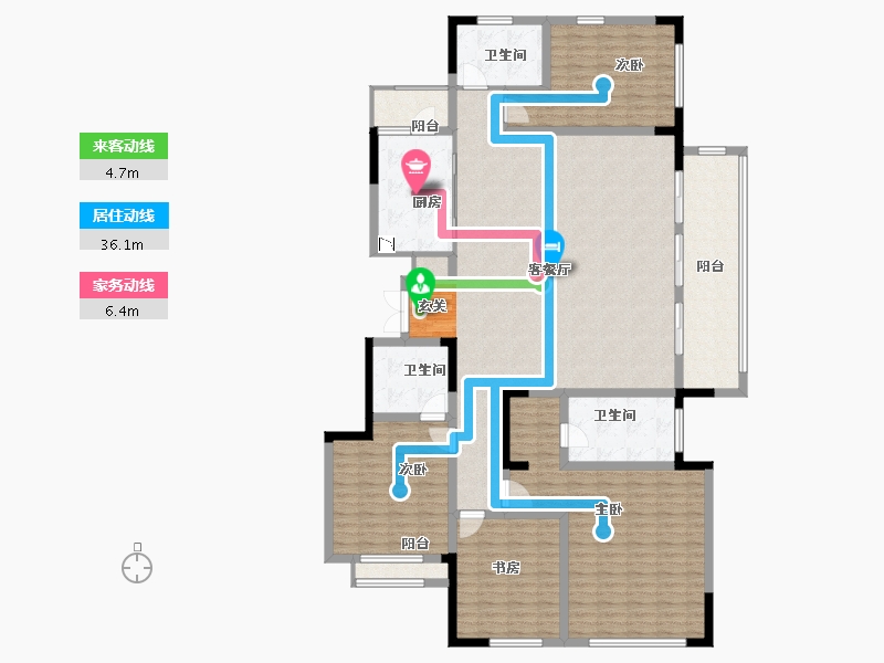 山东省-青岛市-檀府御园-187.23-户型库-动静线