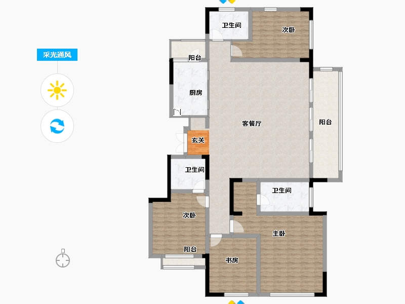 山东省-青岛市-檀府御园-187.23-户型库-采光通风