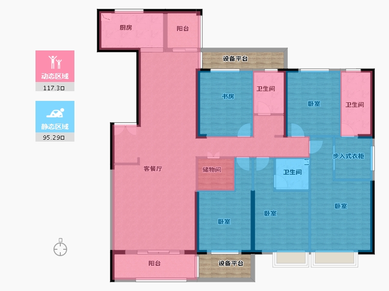 山东省-菏泽市-龙翔中央檀府-203.74-户型库-动静分区