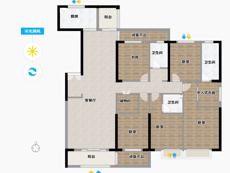 山东省-菏泽市-龙翔中央檀府-203.74-户型库-采光通风