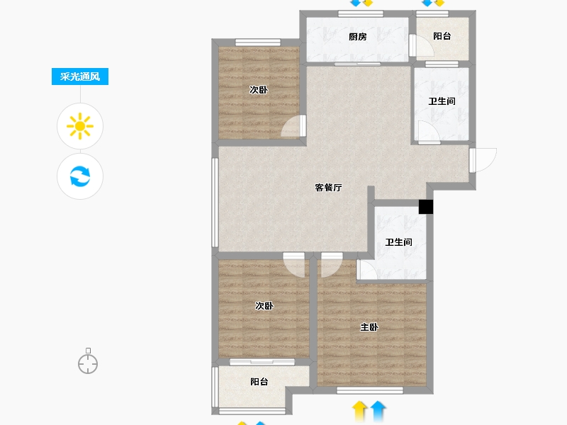 山东省-烟台市-飞龙金滩花园-102.01-户型库-采光通风