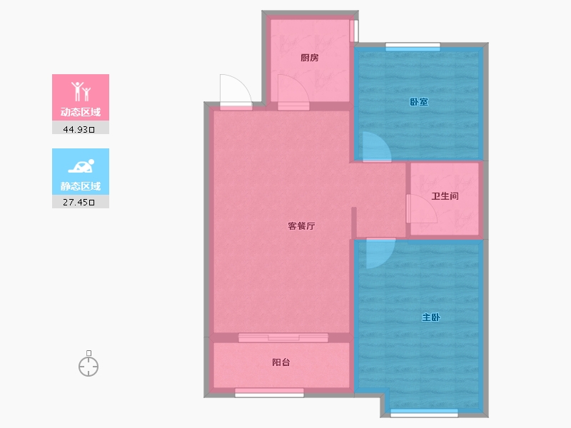 山东省-烟台市-新潮崇文花园二期-64.82-户型库-动静分区