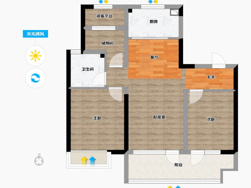 山东省-威海市-中南威高林清月-70.76-户型库-采光通风