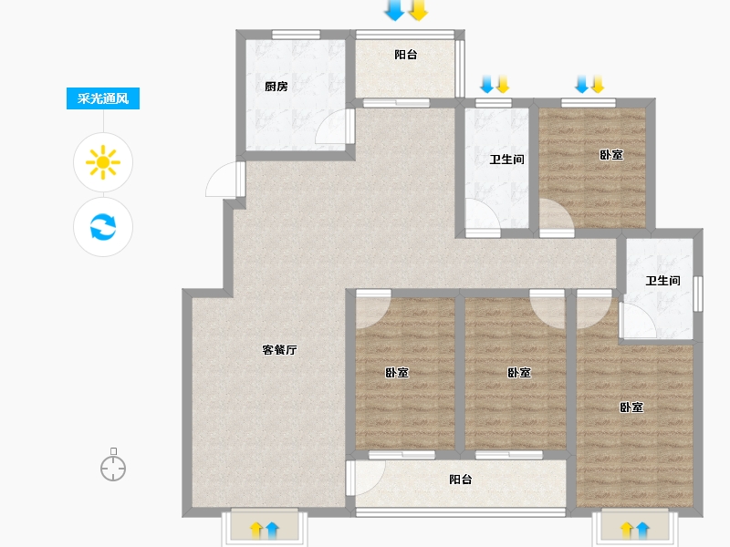 河南省-洛阳市-海景花园-130.11-户型库-采光通风