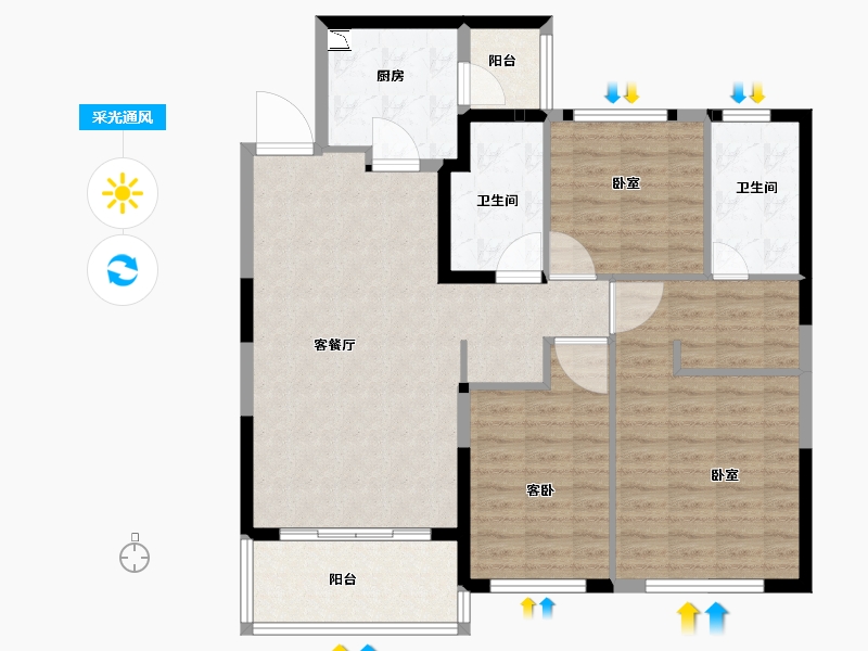 河南省-焦作市-焦作恒大城-104.89-户型库-采光通风