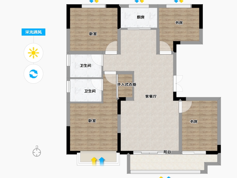 河南省-洛阳市-洛阳建业鸾州府-110.00-户型库-采光通风