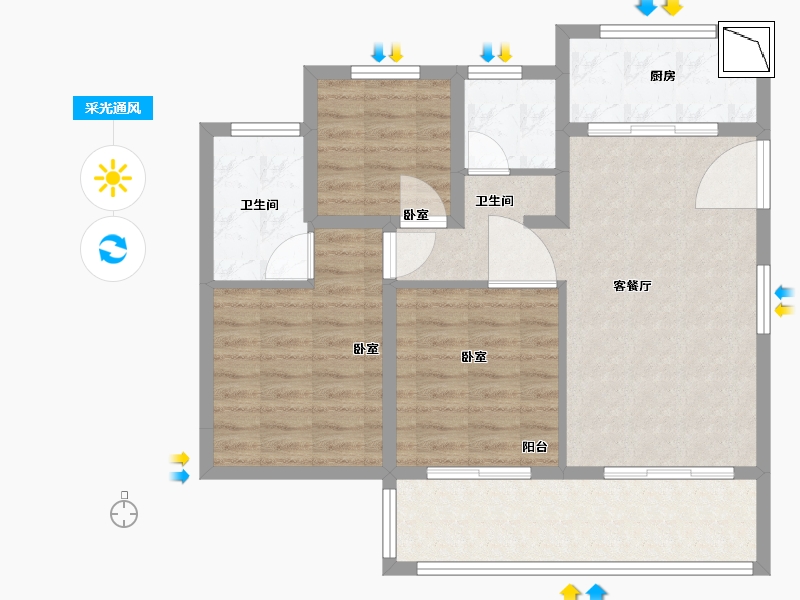 浙江省-绍兴市-海湾新城-80.00-户型库-采光通风