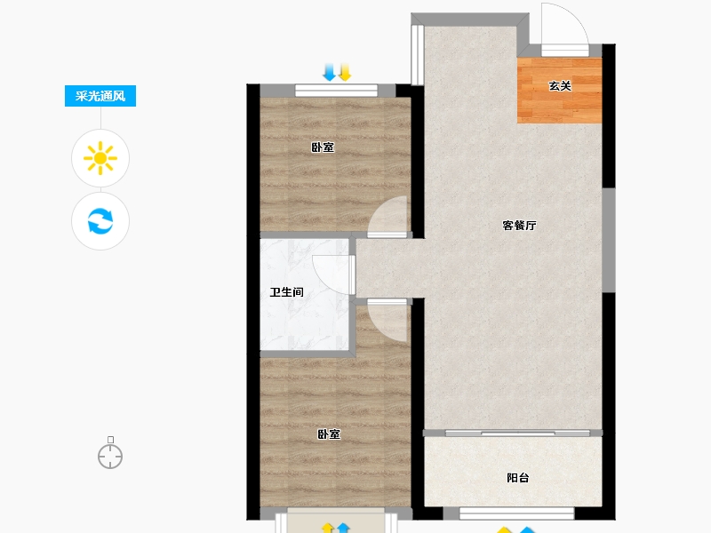 山东省-青岛市-世茂诺沙湾5期-58.03-户型库-采光通风