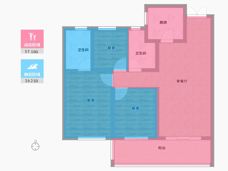 河南省-郑州市-名门翠园-86.00-户型库-动静分区