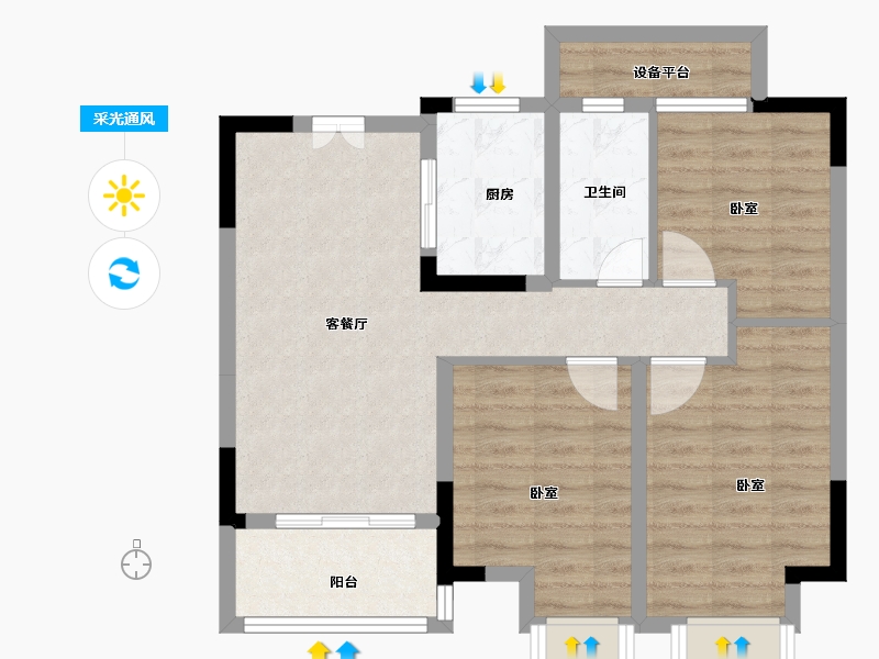 浙江省-绍兴市-红星天铂-74.00-户型库-采光通风