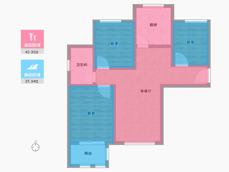 山东省-德州市-夏津德百温泉公寓-69.18-户型库-动静分区