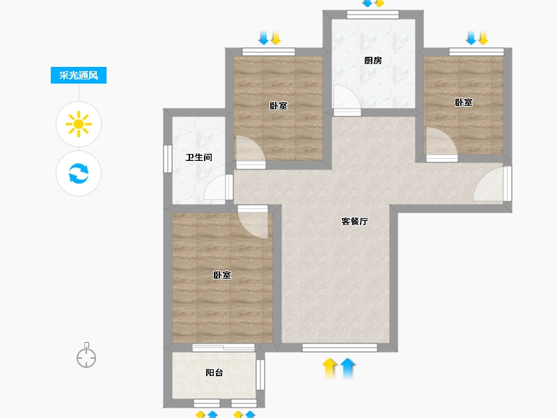 山东省-德州市-夏津德百温泉公寓-69.18-户型库-采光通风