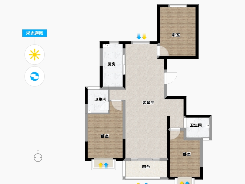 河南省-洛阳市-文兴水尚-109.26-户型库-采光通风