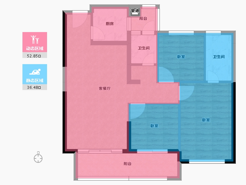 福建省-泉州市-力高君逸府-80.18-户型库-动静分区