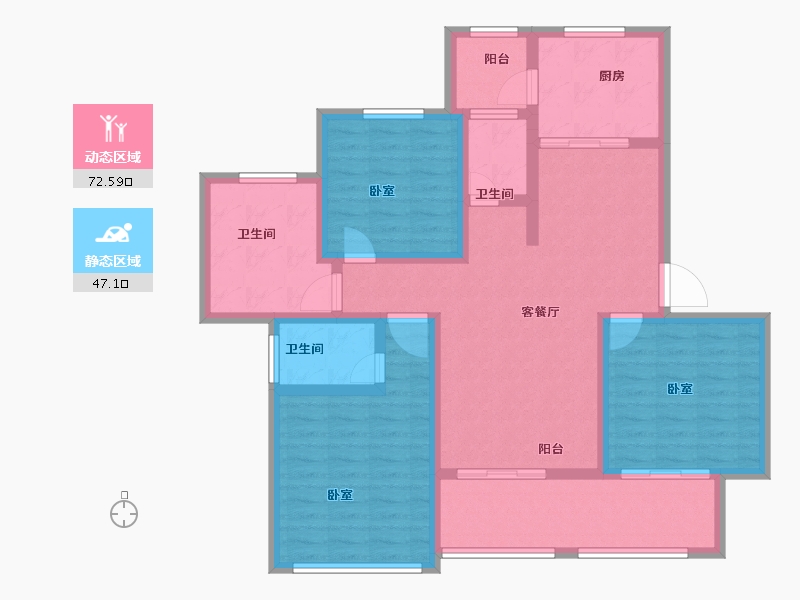 河南省-新乡市-靖业格林小镇-106.00-户型库-动静分区