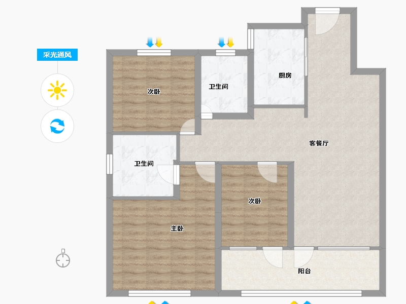 山东省-青岛市-青岛海洋活力区|融创中心·融耀-97.05-户型库-采光通风