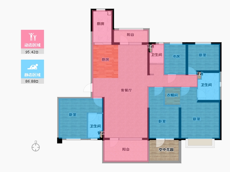 山东省-菏泽市-菏泽碧桂园天玺-172.00-户型库-动静分区