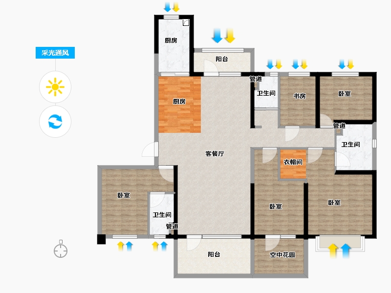 山东省-菏泽市-菏泽碧桂园天玺-172.00-户型库-采光通风