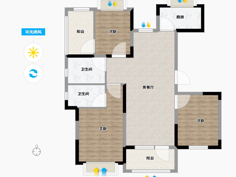 山东省-威海市-威高水韵康桥-106.99-户型库-采光通风