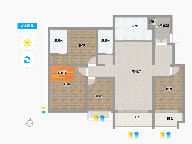 山东省-菏泽市-中央公馆（文庭雅苑）-134.99-户型库-采光通风