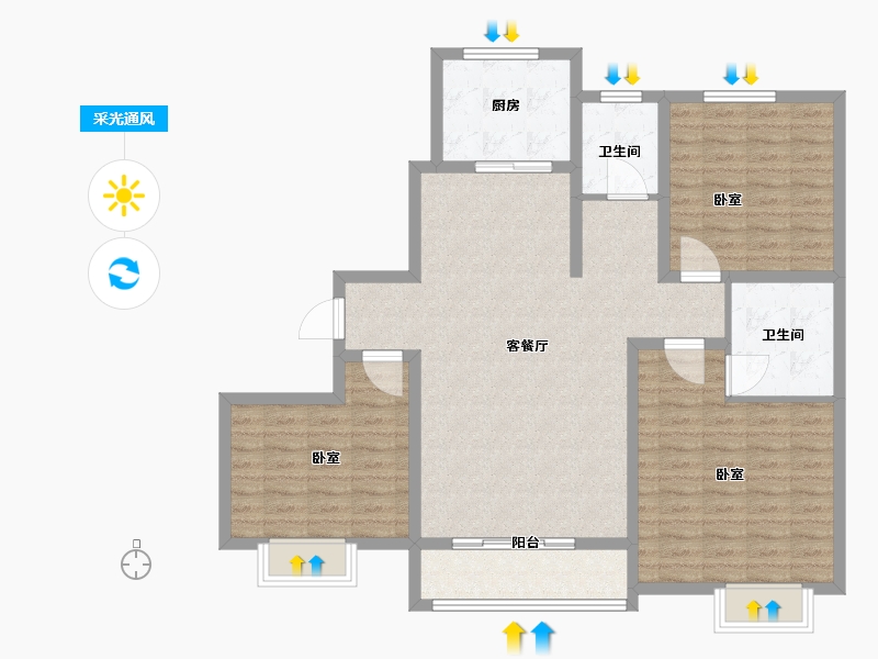 河南省-郑州市-忆江南度假区-111.00-户型库-采光通风