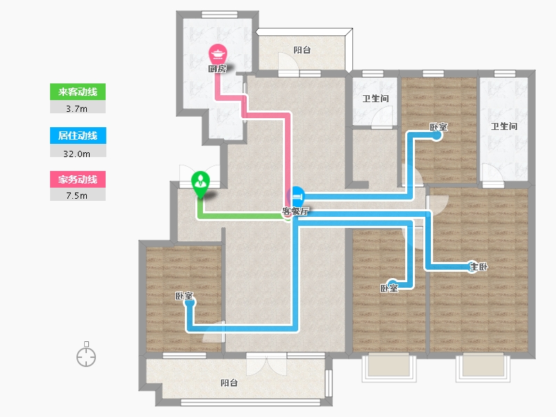 山东省-烟台市-鲁商公馆-136.00-户型库-动静线