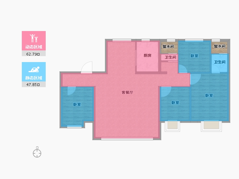 新疆维吾尔自治区-乌鲁木齐市-碧桂园拾光里-103.96-户型库-动静分区