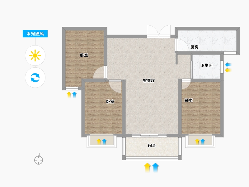 河南省-洛阳市-银河中心-93.01-户型库-采光通风